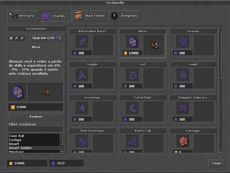 Charms interface in the Legacy client